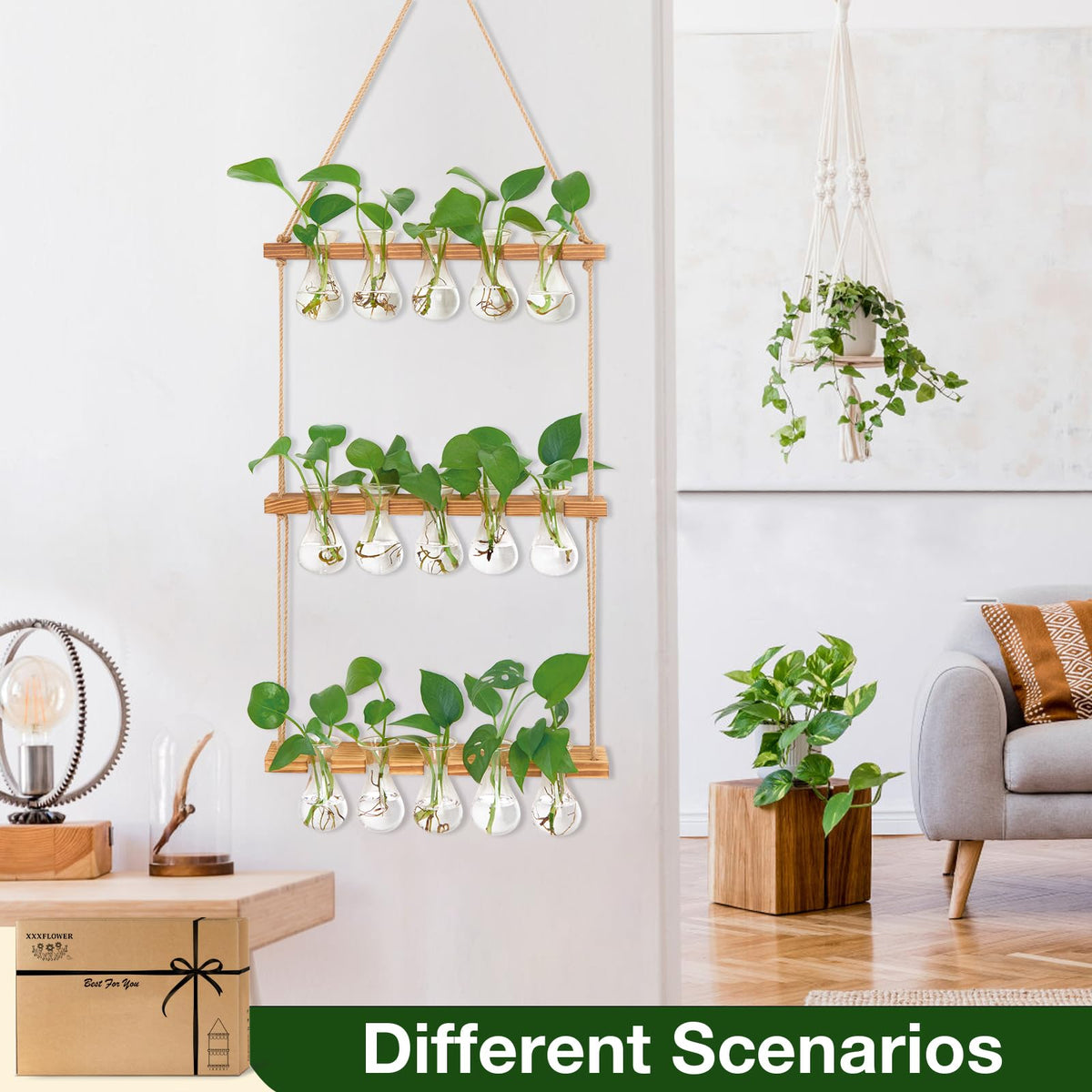 XXXFLOWER natural retro wood color frame blends with decor while showcasing greenery