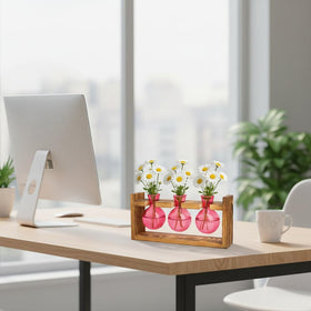 XXXFLOWER tabletop terrarium fits on desks and shelves.