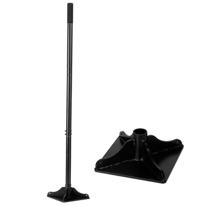 XYADX 48-Inch handle steel tamper with a sturdy 8x8 base for precise ground leveling.