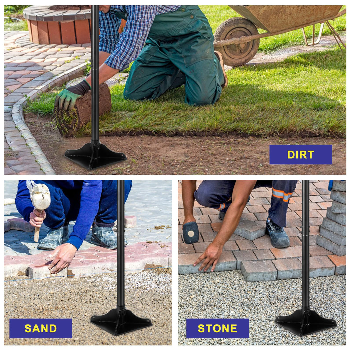 XYADX in-action tamping of gravel and dirt for even surfaces.