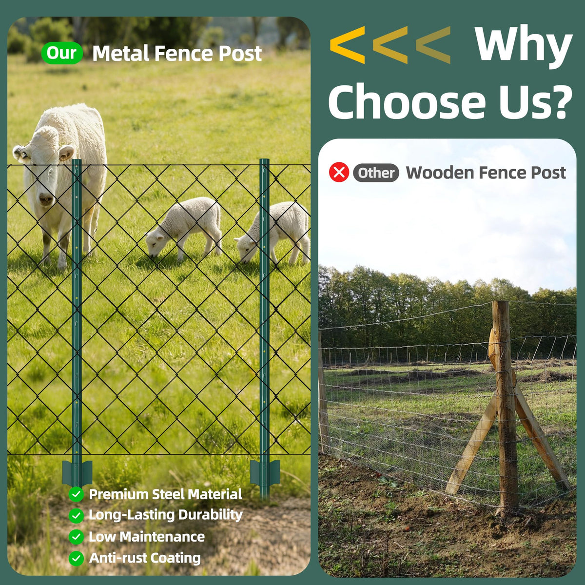 XYADX garden wire fence post supports light-duty fencing around beds.