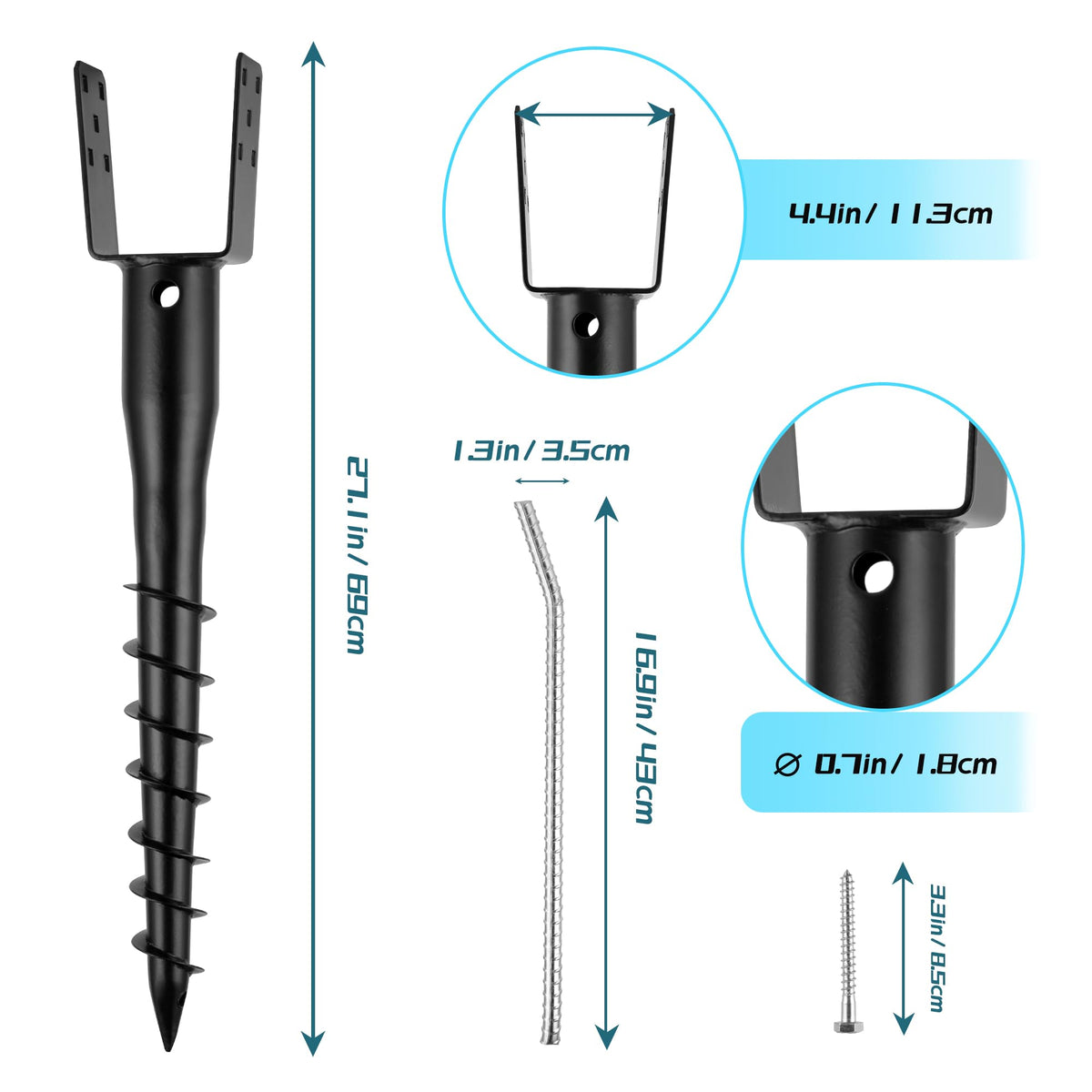 XYADX ground screw anchor assembly demonstrates quick installation with included rebar tool.