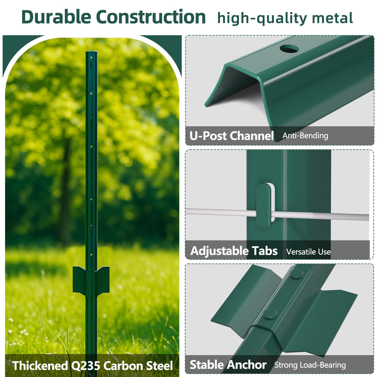 XYADX heavy duty fence post with tabs for easy wire attachment