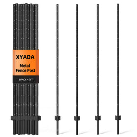 XYADX metal fence post 7feet in black for durable garden fencing.