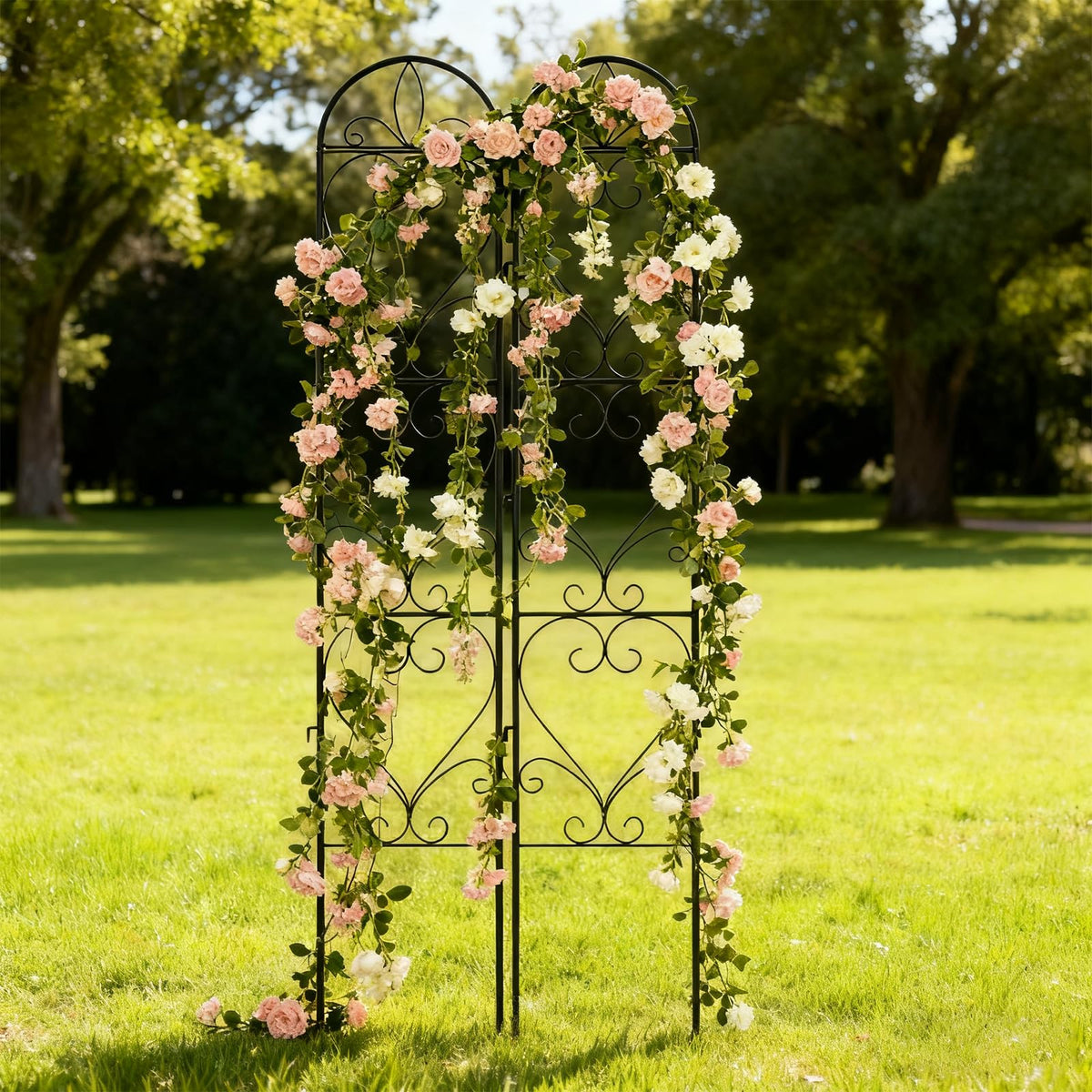XYCCRX ground-stakes secure trellis on soil or raised beds