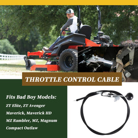 XYgdhqpt throttle cable laid along mower panel for precise control.