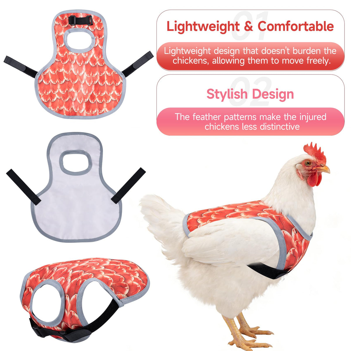 Xyingshine chicken saddle feather regrowth support protects bare spots during recovery.