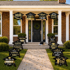 Xylitic graduation yard signs with stakes for quick outdoor setup.