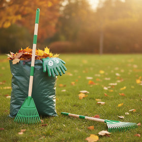 Xynzanic kids leaf rake adjustable length in action for growing children
