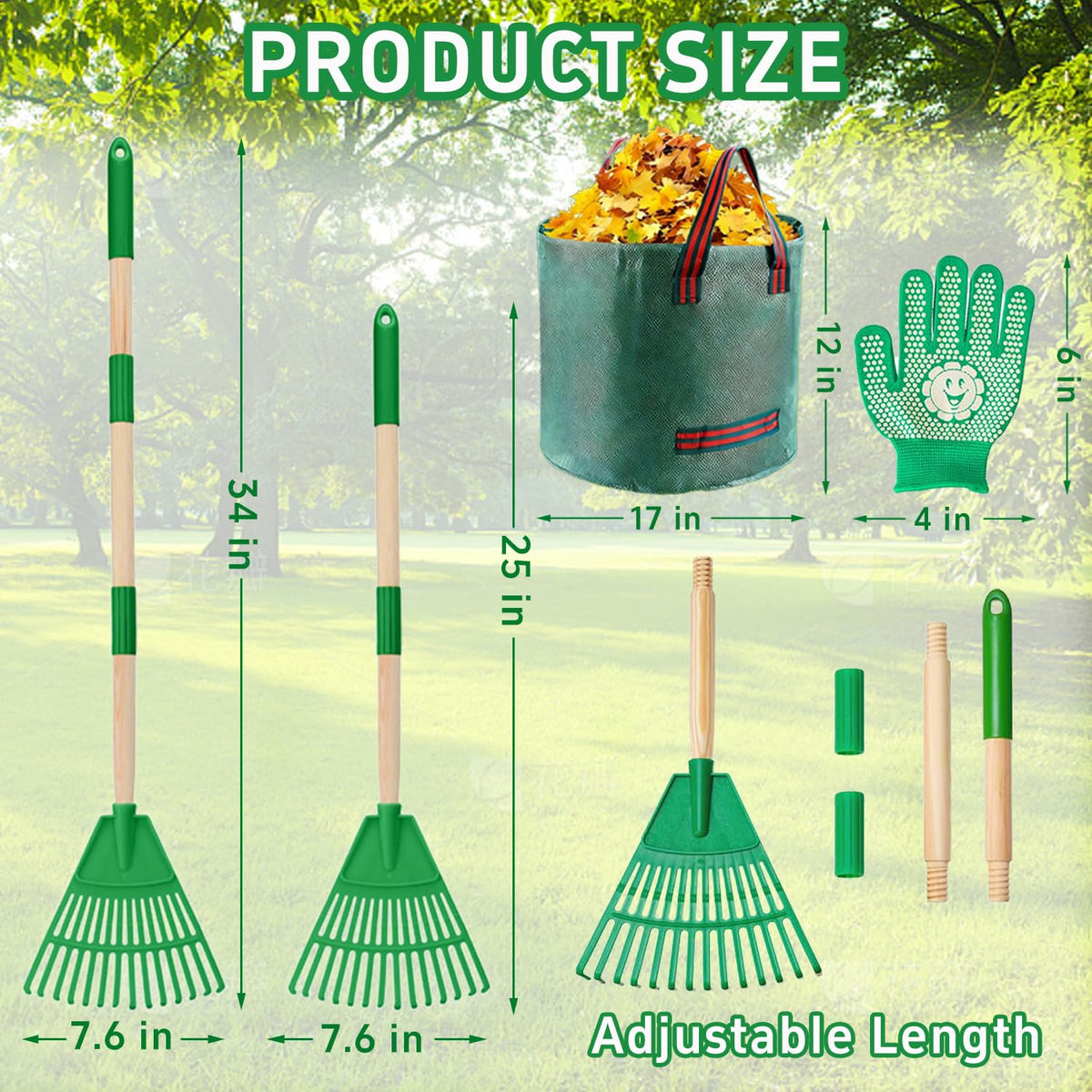 Xynzanic kids leaf rake with gloves included for kids