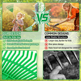Xynzanic kids leaf rake with leaf bag for collecting leaves