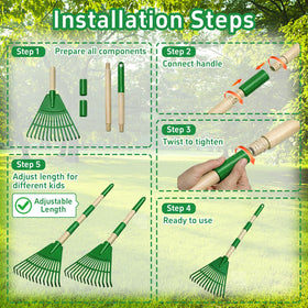 Xynzanic kids leaf rake three-section design shown for portability