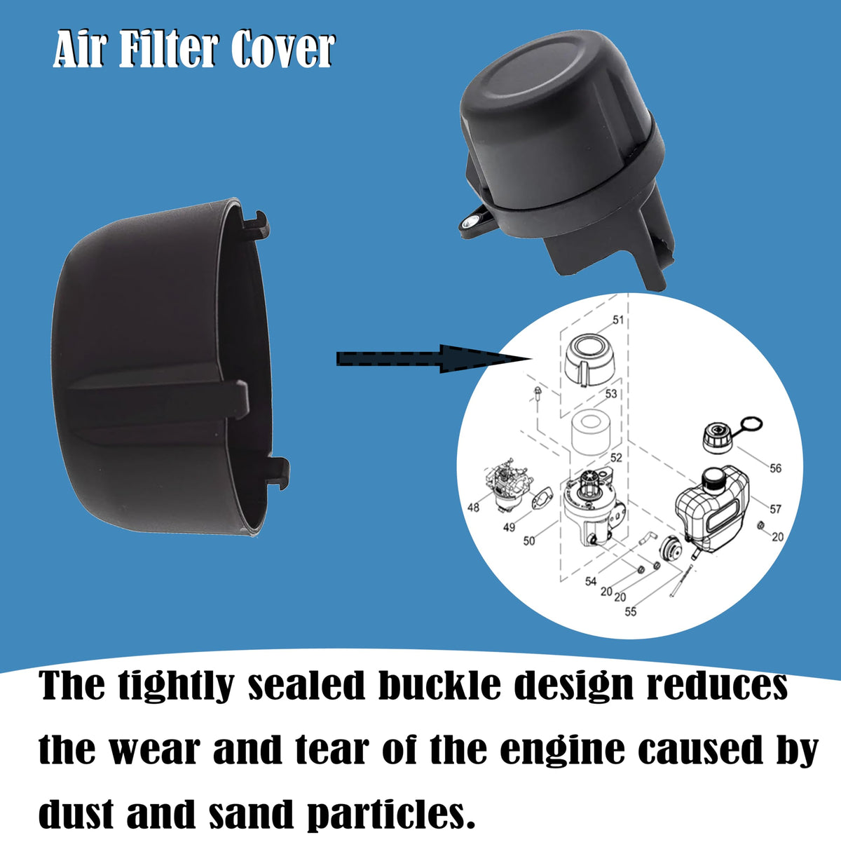 xyocx replacement air filter cover front view for 731-11695a model