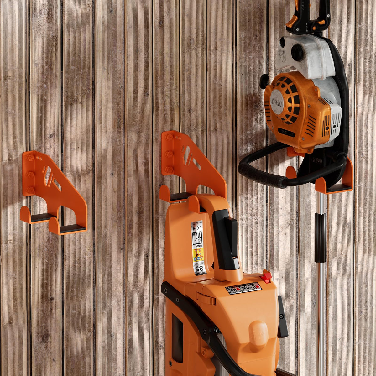 XZHXFX Chainsaw Hanger Wall Mount compatible with popular back-handle saw models.