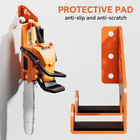 XZHXFX Chainsaw Hanger Wall Mount shows horizontal and vertical hanging options for flexible setup.