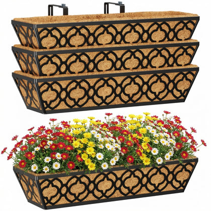 Y&amp;M Deck Railing Planter 24in front view for balcony use with sturdy, stable design