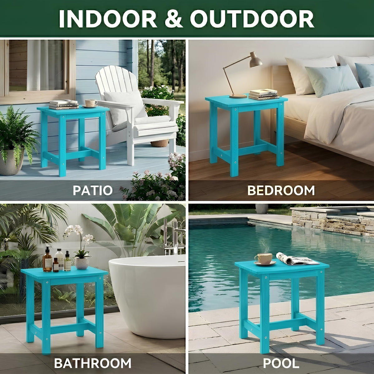 Y&M Aruba Blue table with rust-resistant, weatherproof construction