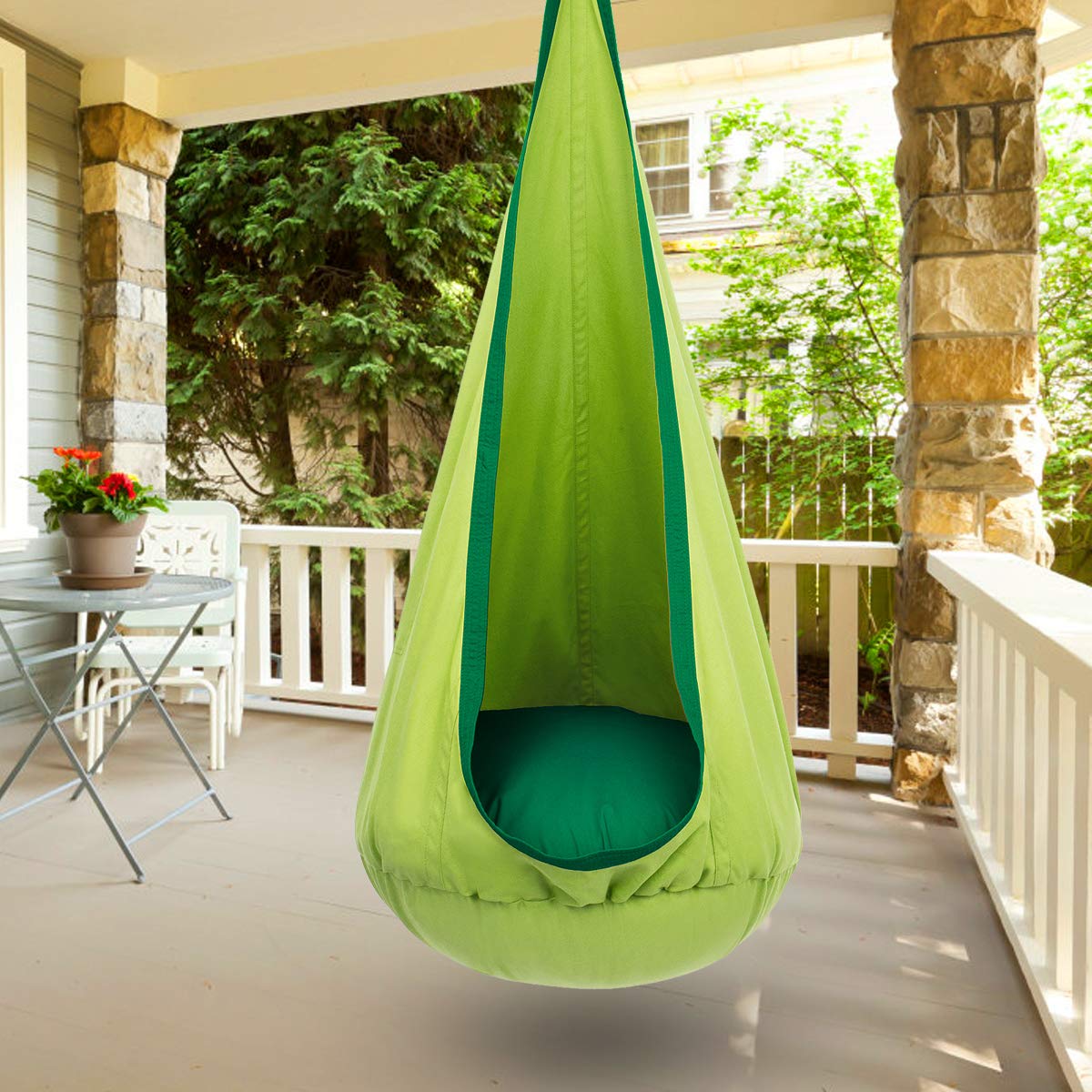 Y-STOP pod swing supports up to 176 pounds for sturdy family use