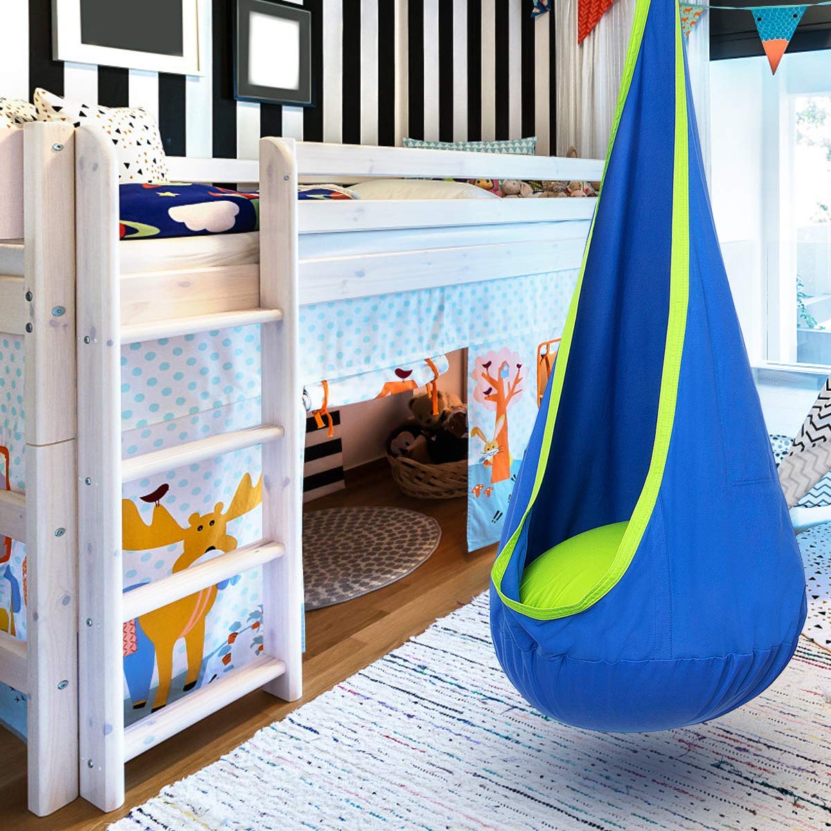 Y- STOP Kids Pod Swing Seat inflatable pillow detail for comfy support.