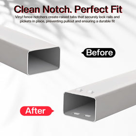 Y-zuisoumt adjustable punching depth setting for various rail thicknesses.