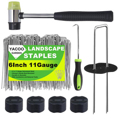 YACOO 6-inch landscape stake securing weed fabric effectively.