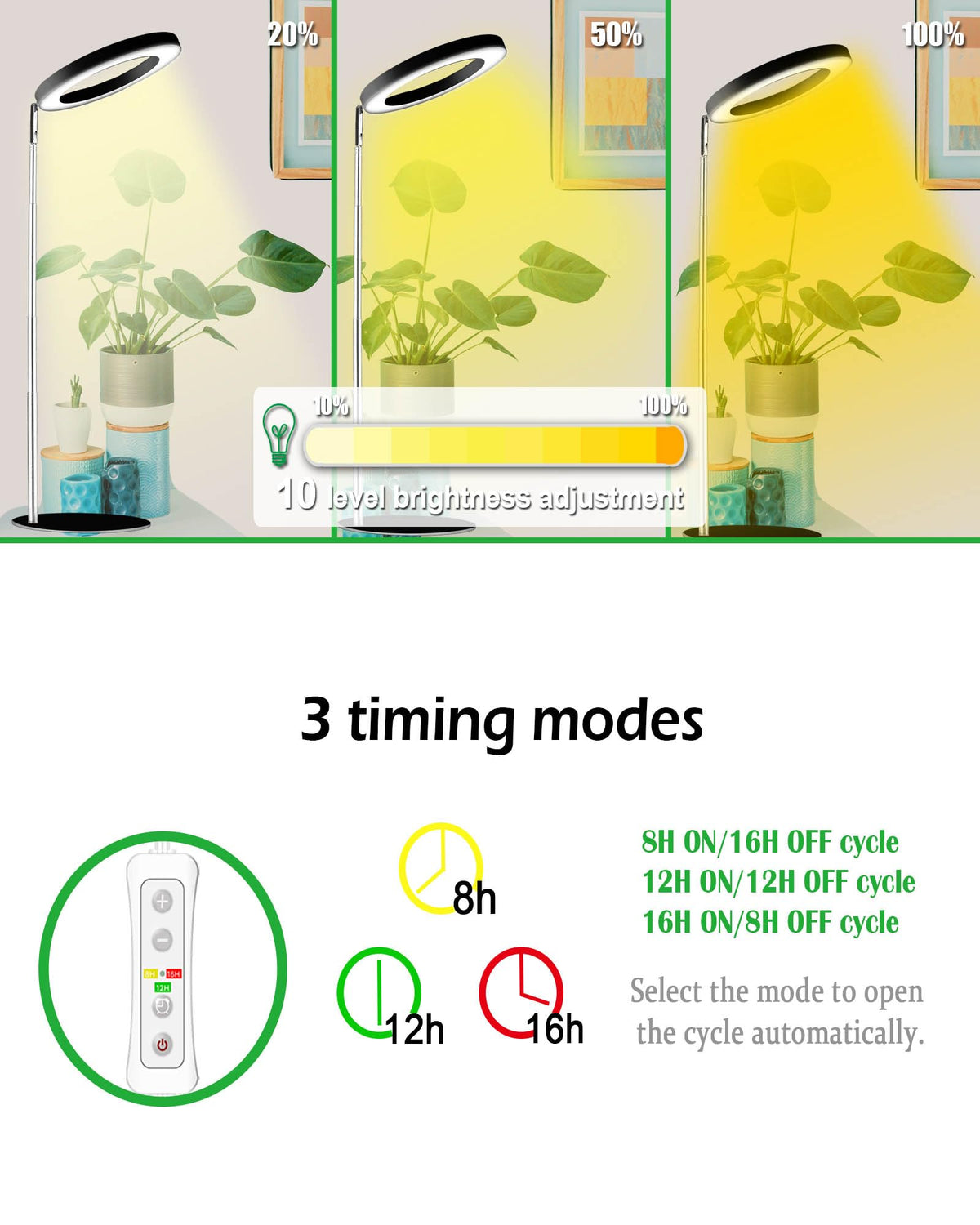 Yadoker grow light mounted on a desk, ideal for herbs and succulents.
