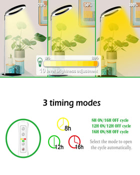 Yadoker grow light mounted on a desk, ideal for herbs and succulents.