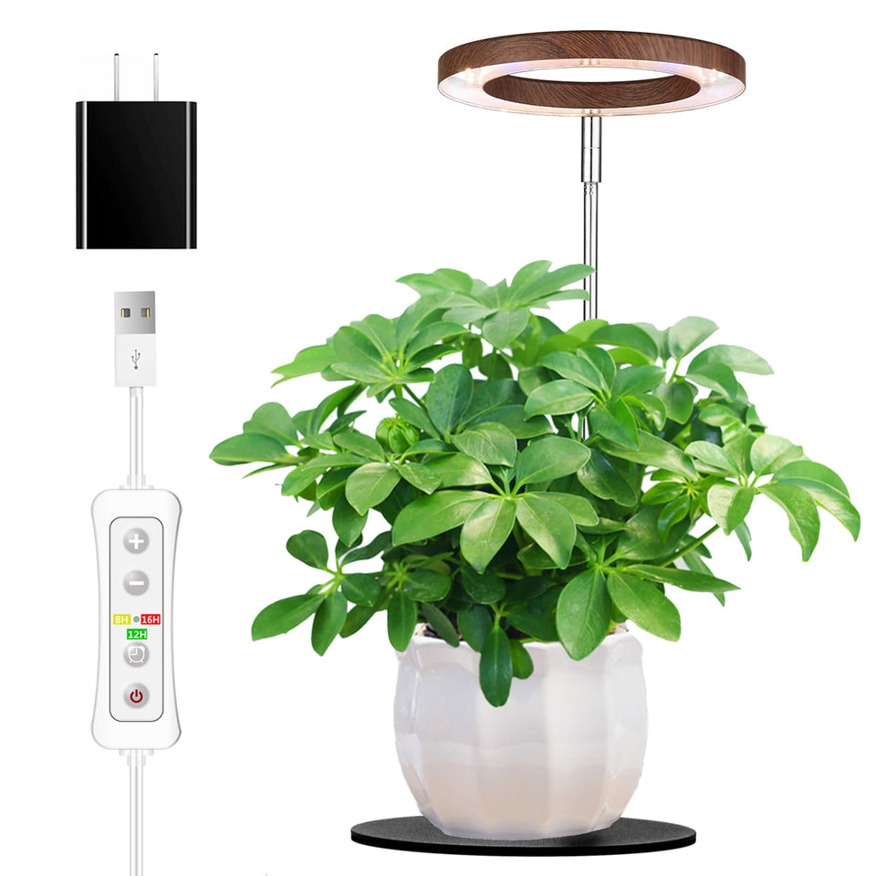 Yadoker 72 LEDs grow light on desk supports herb growth