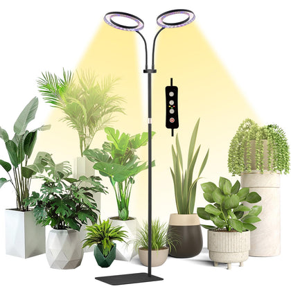Yadoker desk grow light dual-head setup boosts indoor plant growth year-round