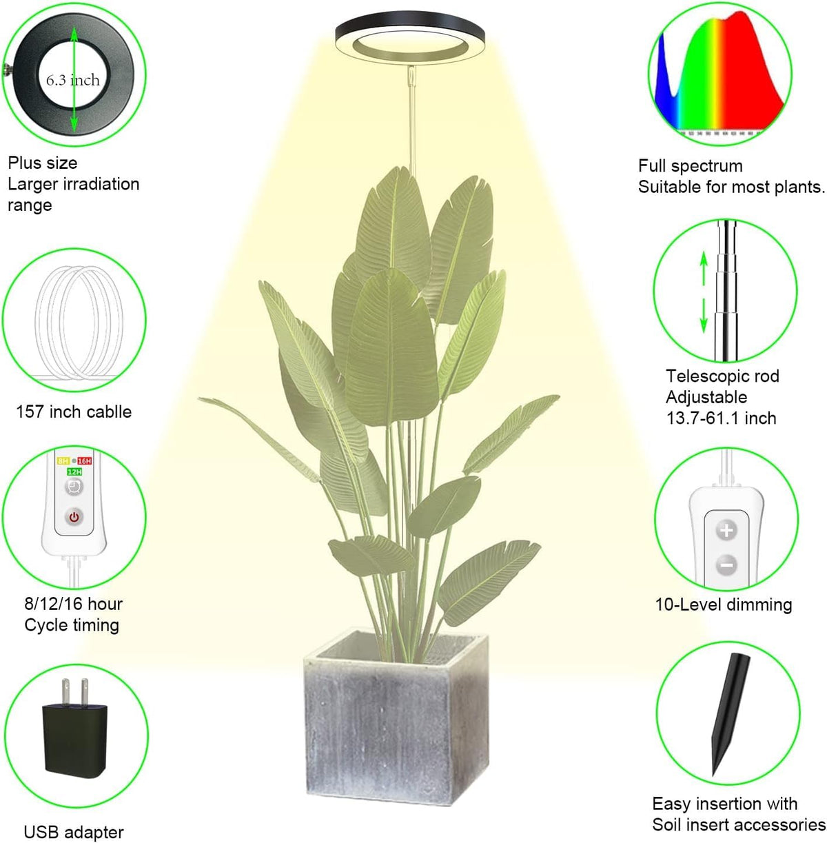Yadoker dimmable brightness control supports customized lighting for plants