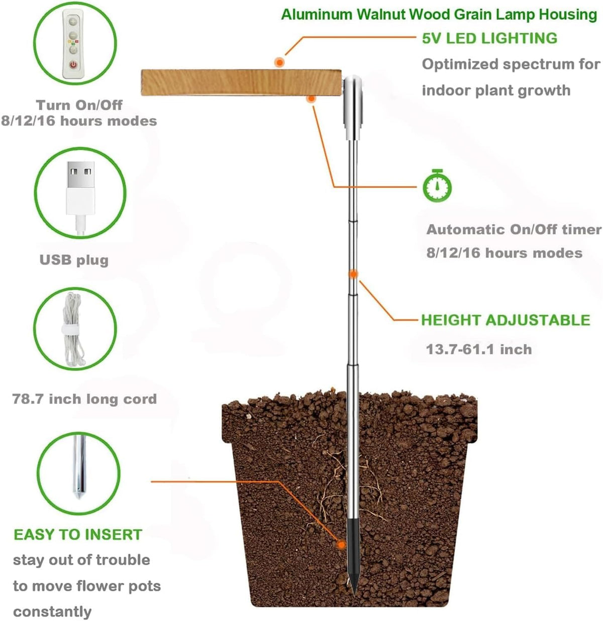 Yadoker grow light dimmable brightness for customized plant lighting.