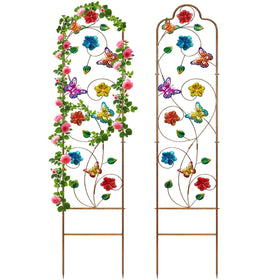 YADOOLIFE 2-pack arched trellis with butterfly pattern supports climbing plants.