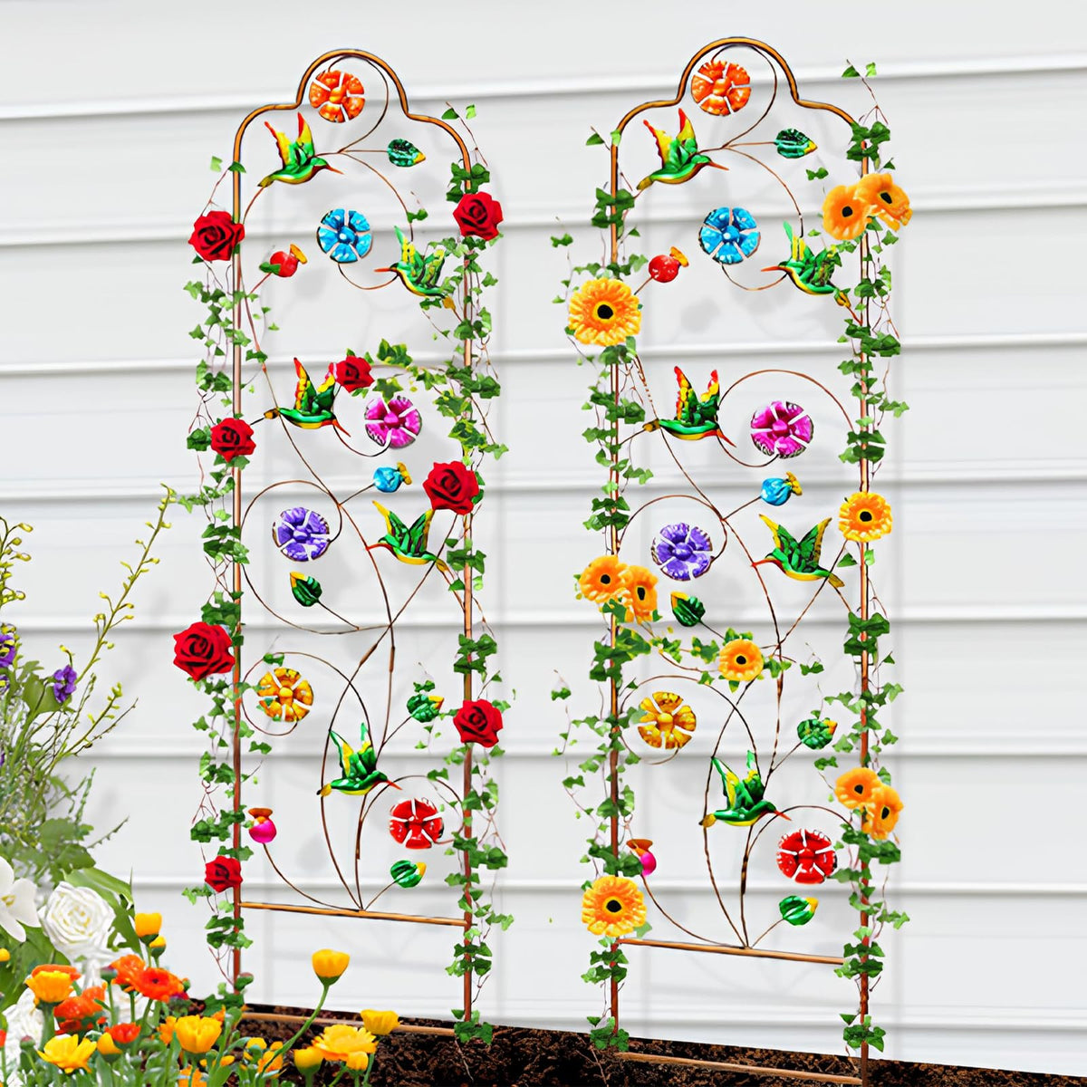 YADOOLIFE ground spikes ensure stable freestanding installation in pots or soil.