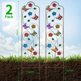 YADOOLIFE 60-inch metal garden trellis stands tall for vertical blooms.
