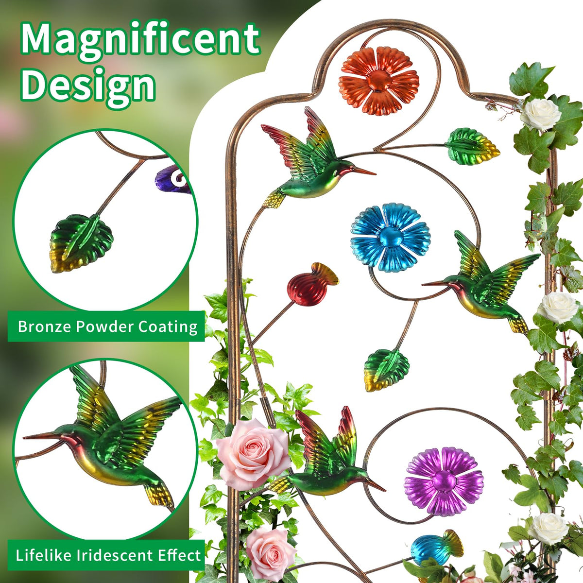YADOOLIFE ornate leaf curling design enhances climbing vines beautifully.