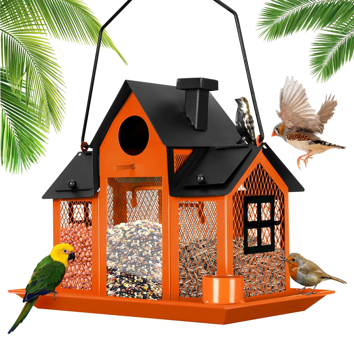 YADOOLIFE solar bird feeder house outdoors at sunset, 5l capacity for steady bird visits.