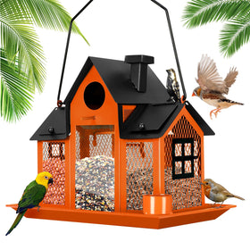 YADOOLIFE solar bird feeder house outdoors at sunset, 5l capacity for steady bird visits.