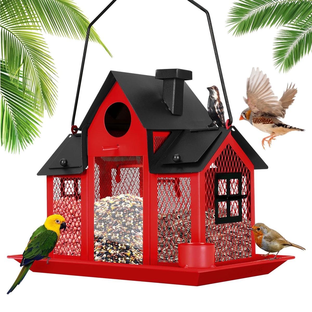 YADOOLIFE solar bird feeder outdoor metal design attracts birds and resists rust