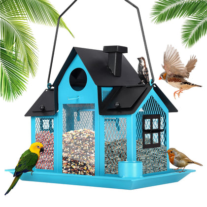 YADOOLIFE solar bird feeder outdoors with day feeding and night illumination.