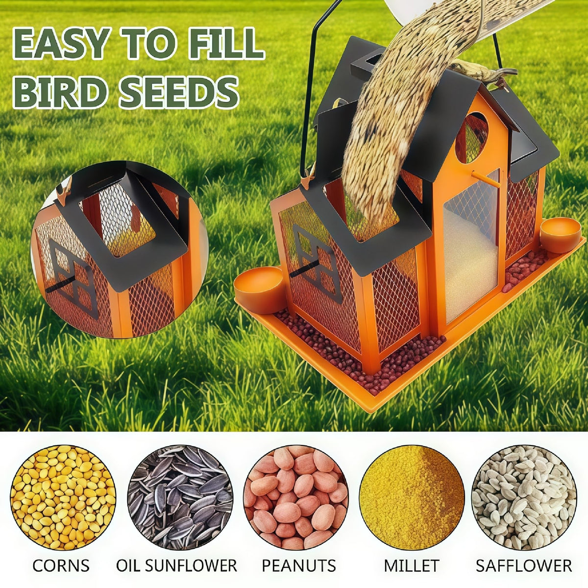 YADOOLIFE solar garden light on feeder, night illumination for extended birdwatching.