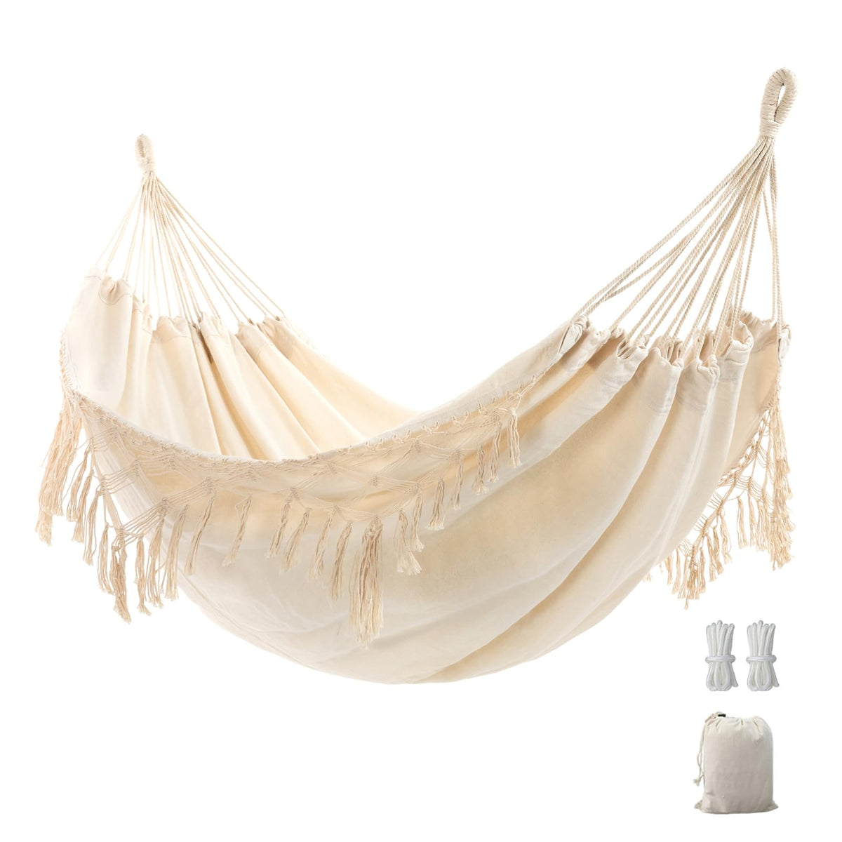 YAERSI double boho hammock with tassels for cozy outdoor lounging