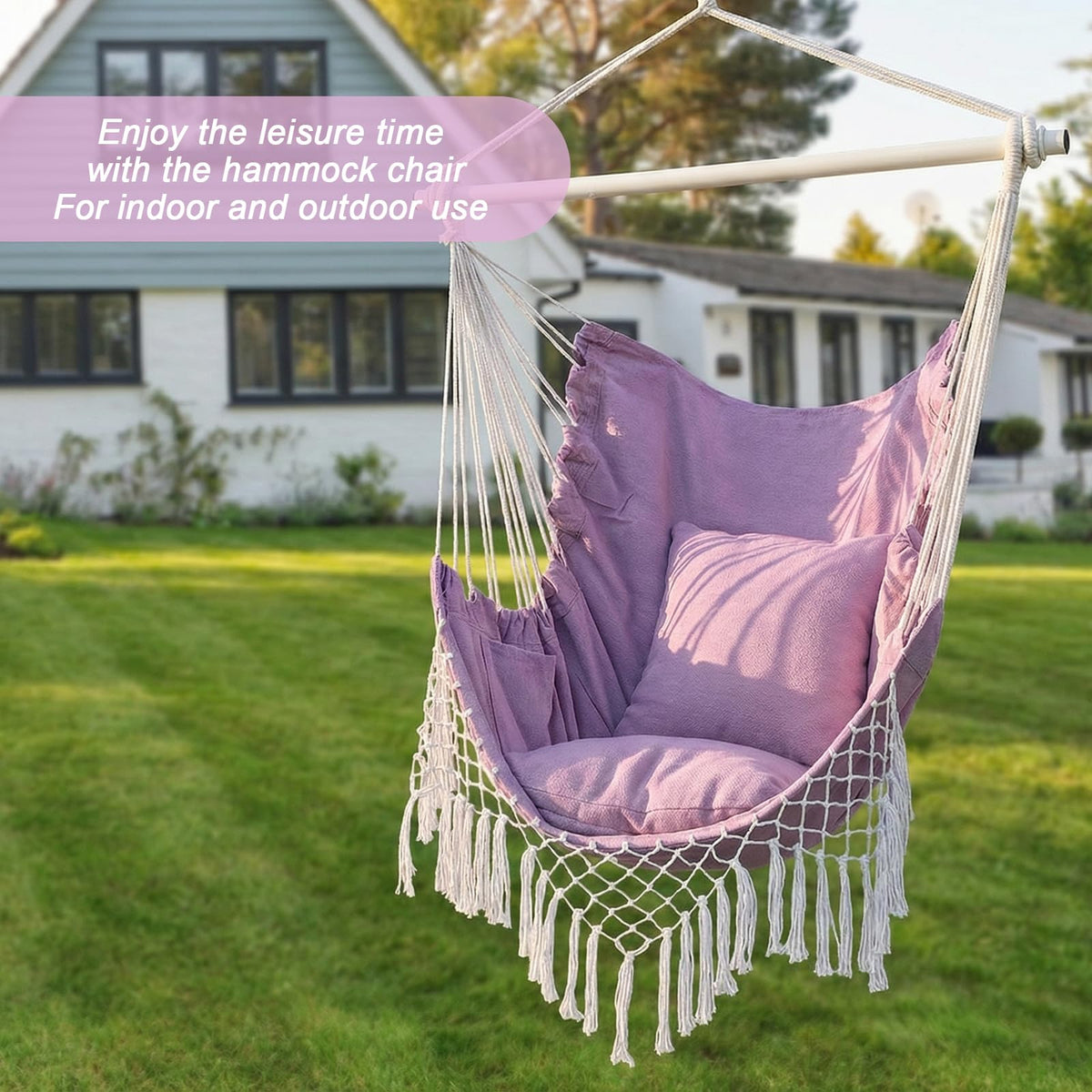YAERSI Hammock Chair foldable metal bar enables easy transport and compact storage
