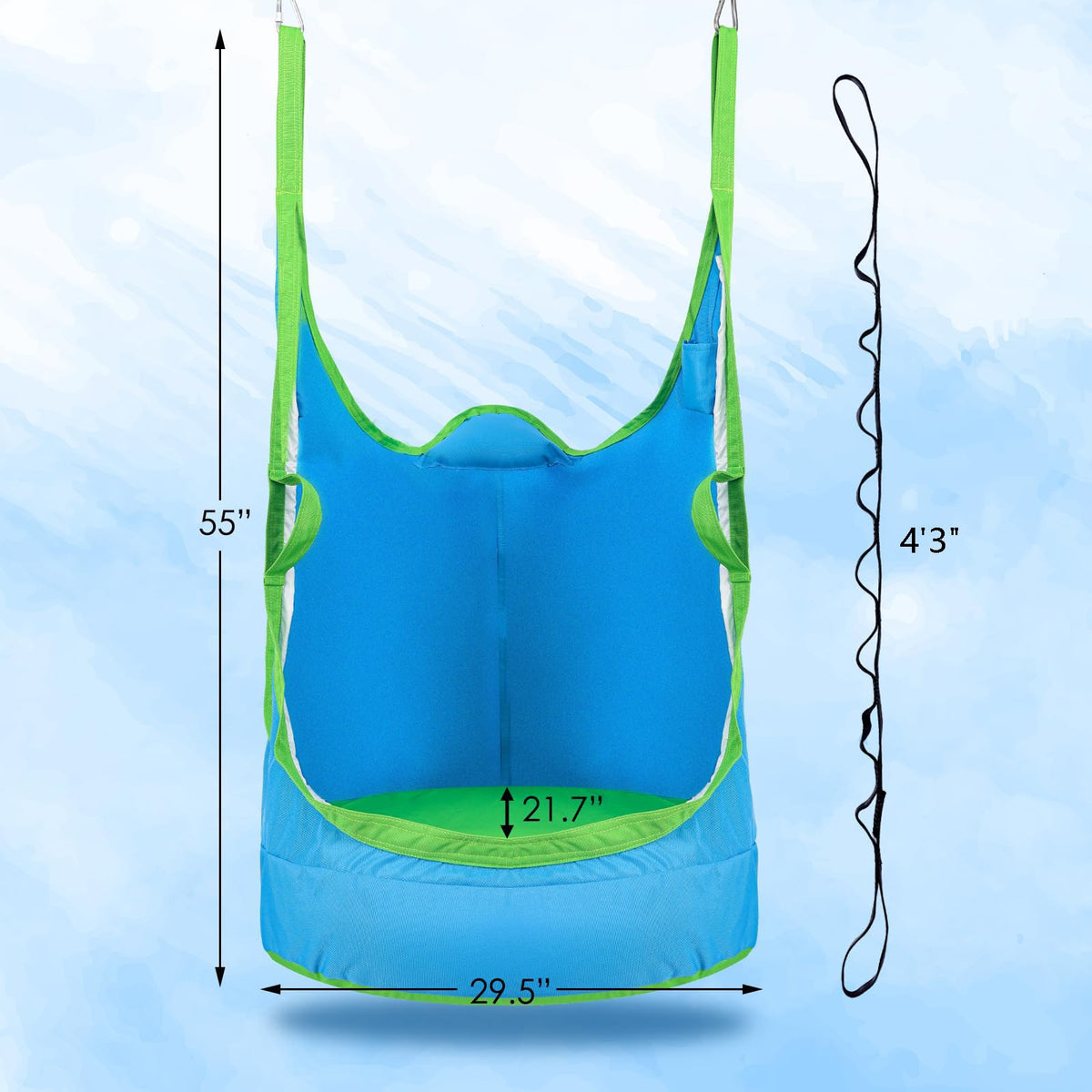 YAERSI kids pod swing supports up to 176 lbs for growing children