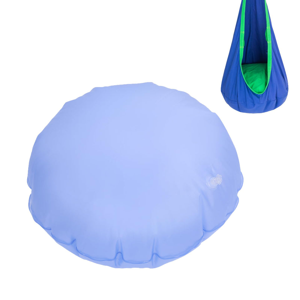 YAERSI Kids Pod Swing Cushion in blue, front view offering soft support for play.