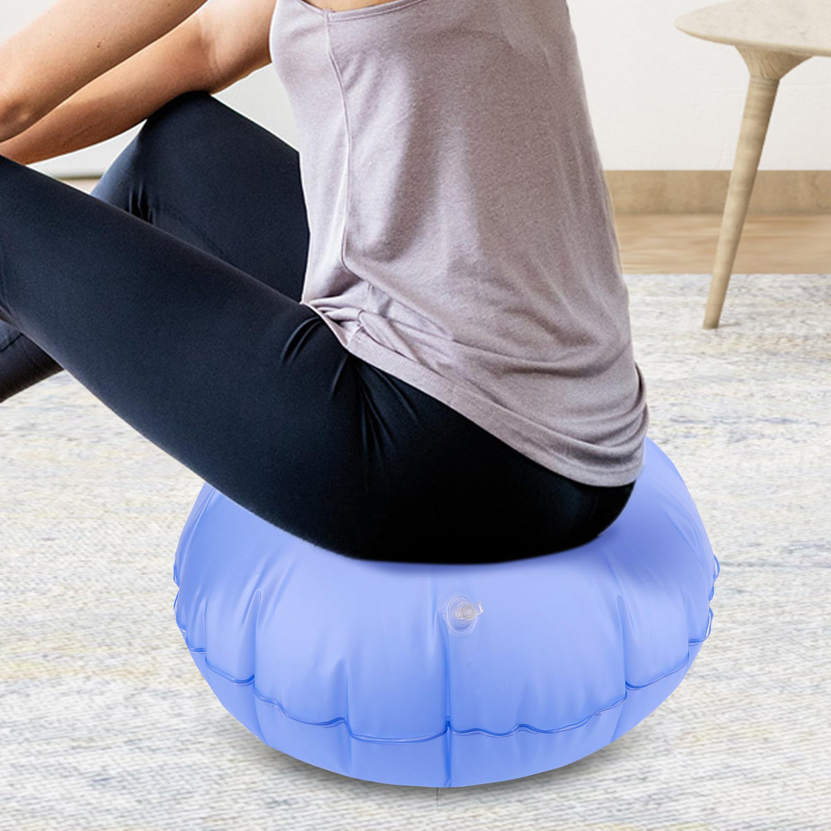 YAERSI Kids Pod Swing Cushion blue thick PVC close-up emphasizes sturdy material.