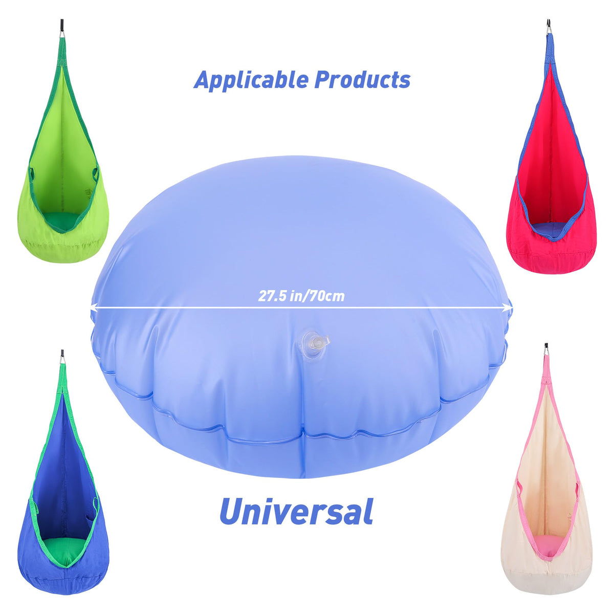 YAERSI Pod Swing Cushion inflation valve close-up shows simple, leak-free setup.