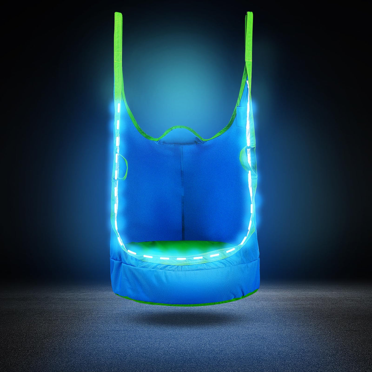YAERSI upgraded kids pod swing chair blue with LED lights for vivid indoor play
