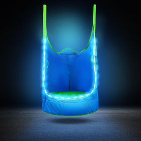 YAERSI upgraded kids pod swing chair blue with LED lights for vivid indoor play