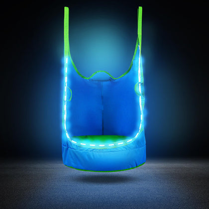 YAERSI upgraded kids pod swing chair blue with LED lights for vivid indoor play