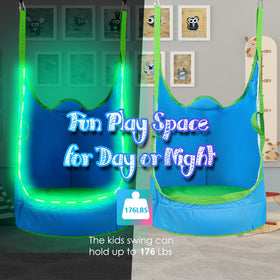 YAERSI pod swing chair installed indoors or outdoors for versatile play spaces